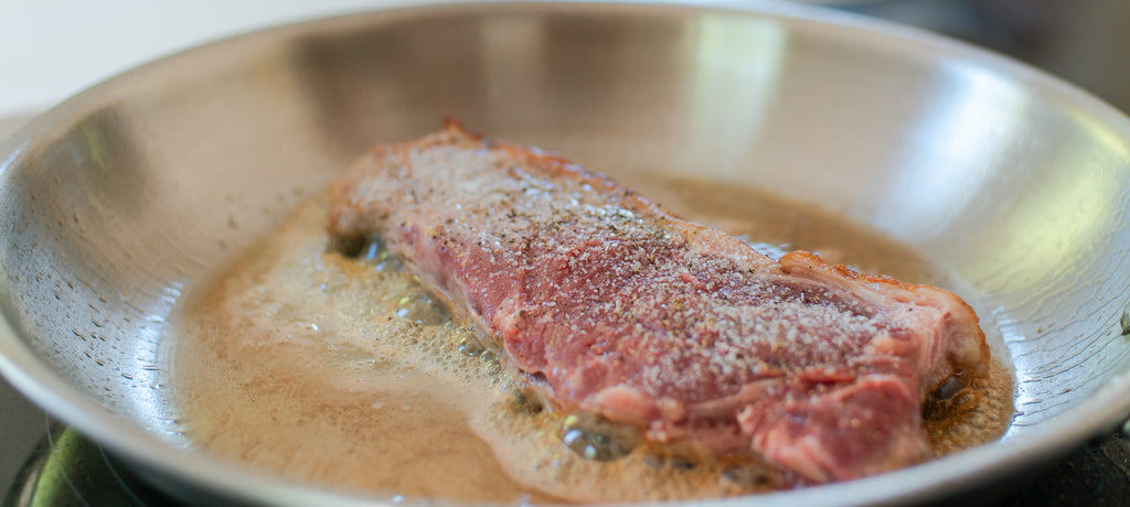 Pro tip: if you're searing a steak, lay a heavy pan on top for max surface  area contact : r/steak