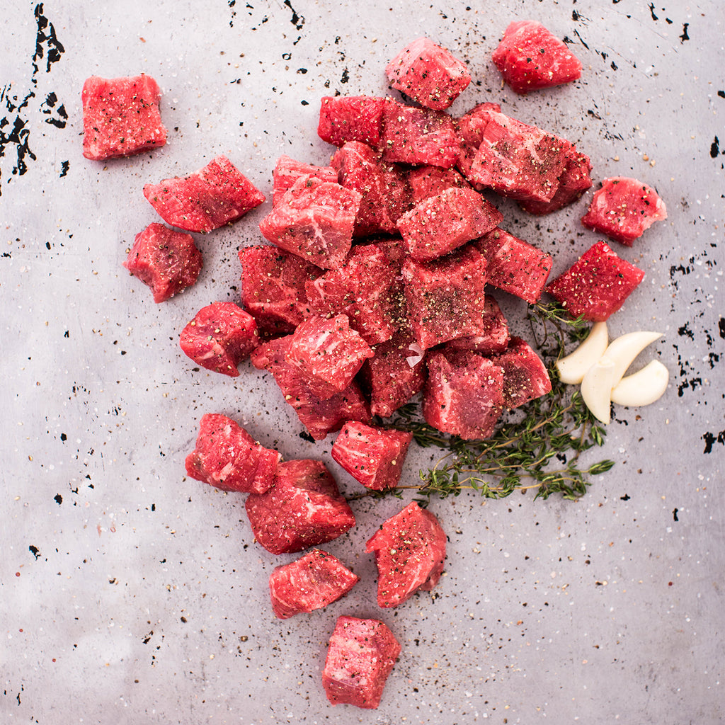 Stew Meat Dry Aged Beef, PastureRaised with No antibiotics or