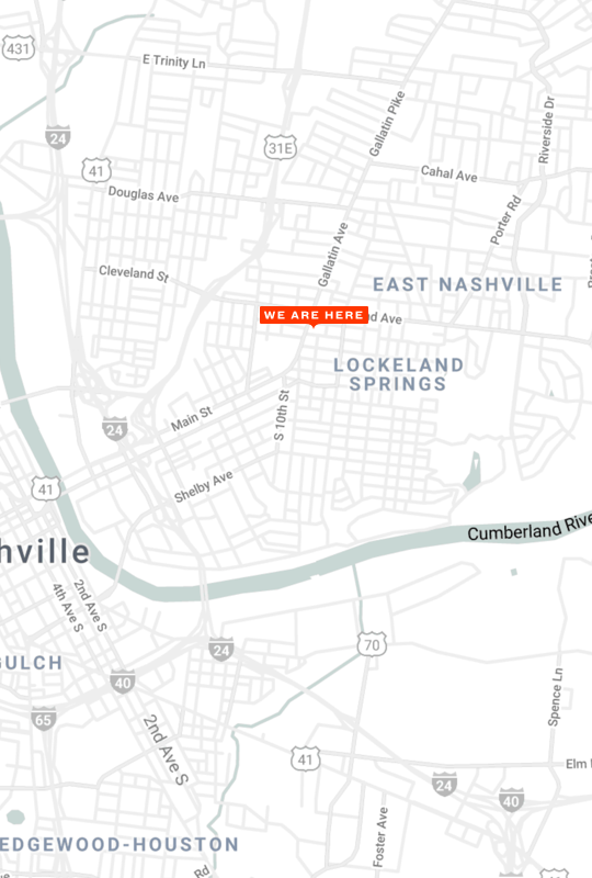 A map showing our store's location in Nashville, TN